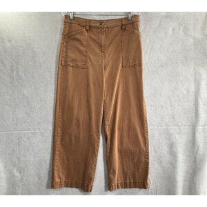 JOIE Women Cropped Wide Leg Pants Denim High Rise Sz 10 Rust Stylish 53-5